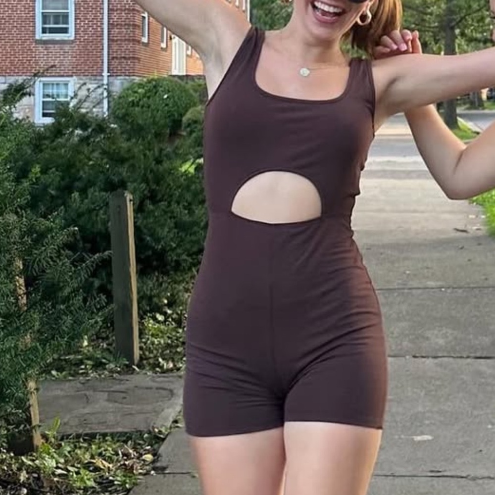 Brown Cutout Romper